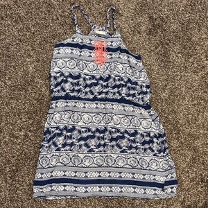 Roxy Navy and White Kids Dress with Coral Accent